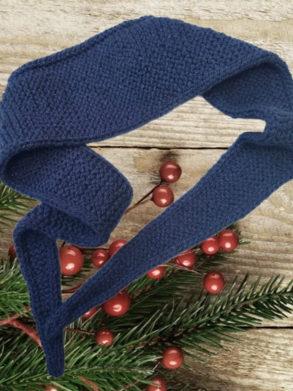 Handmade Knit Sophie Scarf Small Neck Warmer Cozy Minimalist Navy Blue